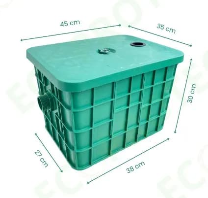 Bể tách dầu mỡ Ecoprotec sức chứa 40L đầu vào nước thải trên nắp
