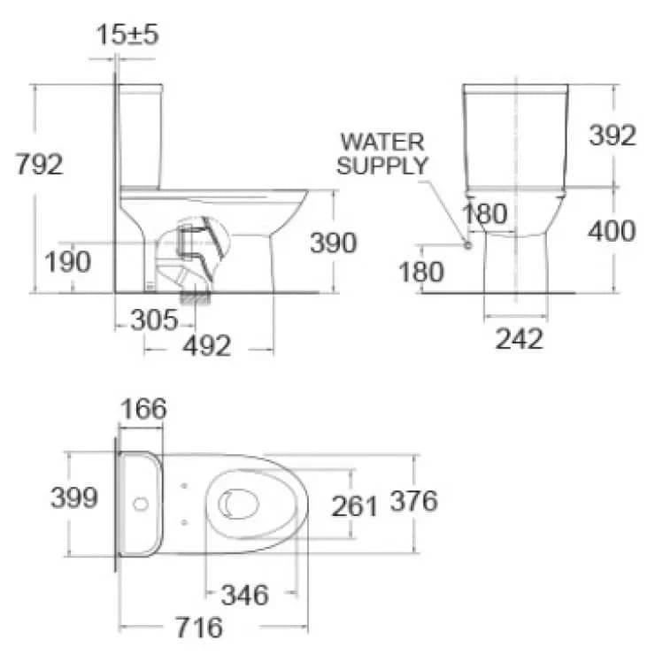 Bồn cầu American Standard 2630-WT dòng Modern