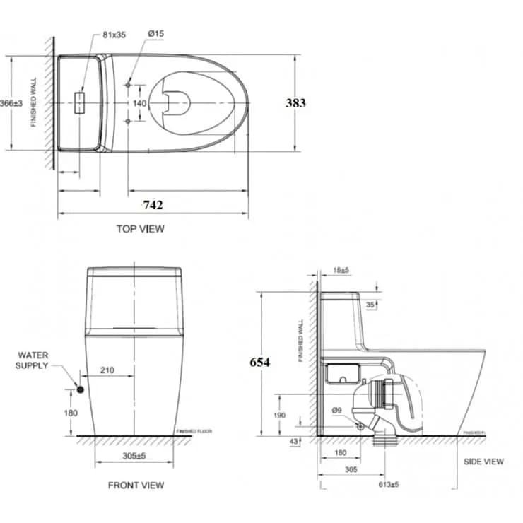 Bồn cầu American Standard VF-1808E dòng Acacia xả xoáy kết hợp tia đẩy