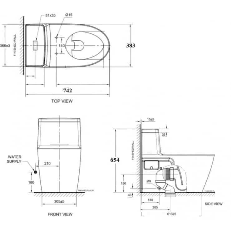 Bồn cầu American Standard VF-1808T dòng Acacia xả xoáy