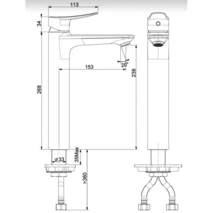 Vòi Lavabo American Standard WF-0902 dòng Milano cổ cao nóng lạnh
