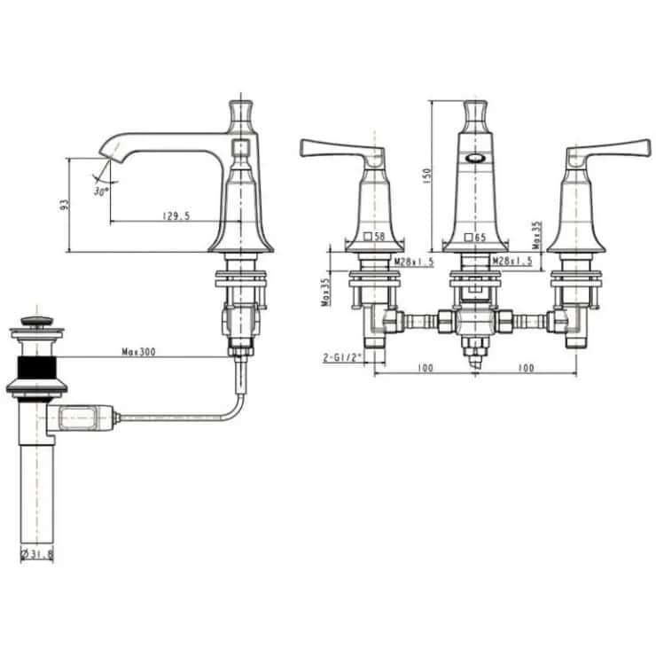 Giới thiệu về vòi lavabo American Standard WF-1603 Kastello nóng lạnh 3 lỗ