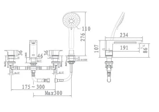 Vòi Sen American Standard WF-0715W + A-0017 Neo Modern