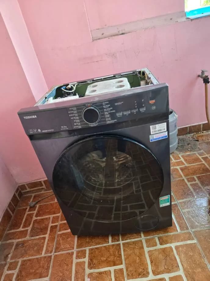 Sau khi hoàn thành sửa máy giặt lồng ngang Toshiba tại Cần Giờ — thợ Lê Hữu Lộc (5 sao)