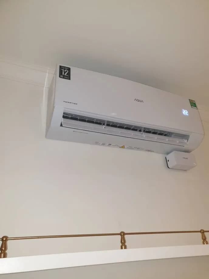 Trước sửa máy lạnh treo tường AQUA tại Bình Tân — thợ Phan Chí Tâm