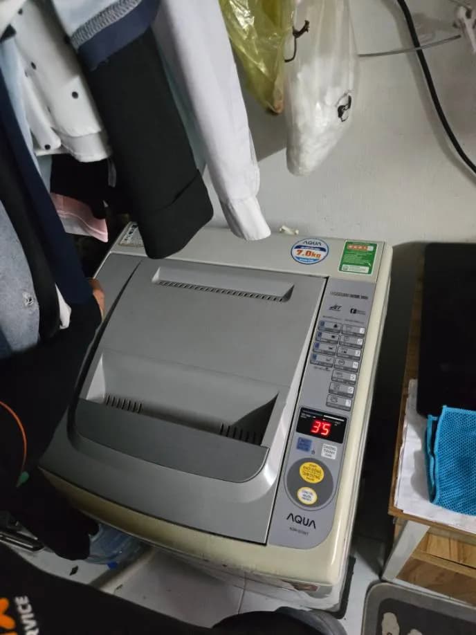 Trước sửa máy giặt cửa trên AQUA tại Phường Thạnh Mỹ Tây, Thủ Đức — thợ Lê Hữu Lộc