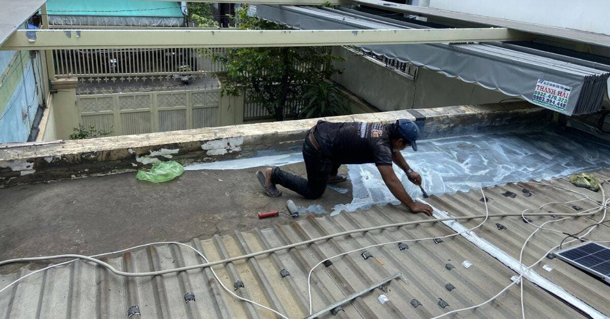 Nền xi măng sân thượng sau khi cán và hoàn thiện