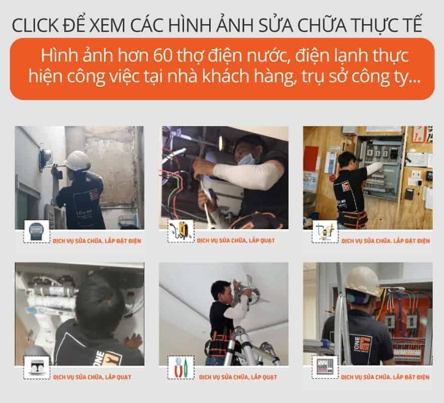 Thợ điện nước 1Fix đang kiểm tra và xử lý sự cố tại tủ điện tổng ở Quận 1.