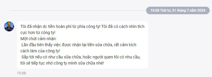 Cam kết hoàn tiền nếu khách hàng không hài lòng với dịch vụ sửa điện lạnh 1Fix.