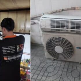 Cục nóng máy lạnh đặt ngoài trời bị bám bụi, một trong những nguyên nhân chính khiến máy lạnh chạy một lúc rồi tắt.
